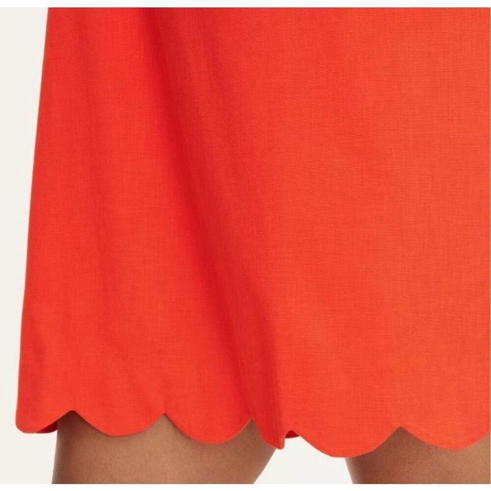 Kate Spade Red Orange Scalloped Hem Front Scoop Dress Size Large New - Picture 3 of 7